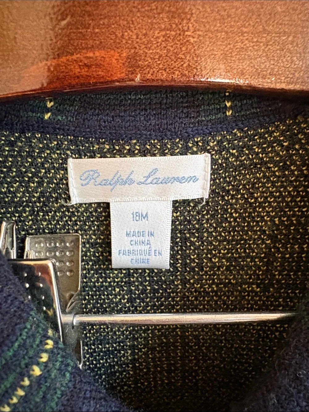 Ralph Lauren Navy & Green Plaid Shawl-Collar Kids Blazer
